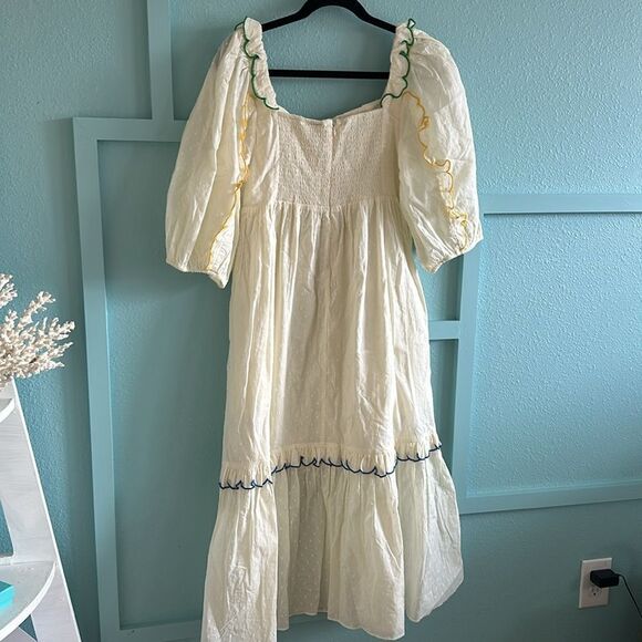 FARM Rio Cream Midi Dress with Blue and Green Accents - Picture 5 of 6